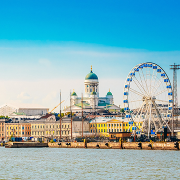 Panorama Of Embankment In Helsinki At Summer Sunset Evening, Sunrise Morning, Finland